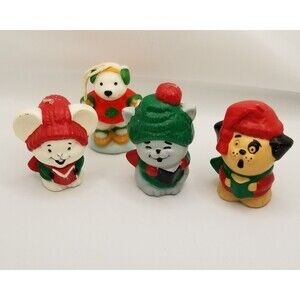 Vintage 1981 Avon Carolling Trio candles Dog Cat Mouse & bonus polar bear.